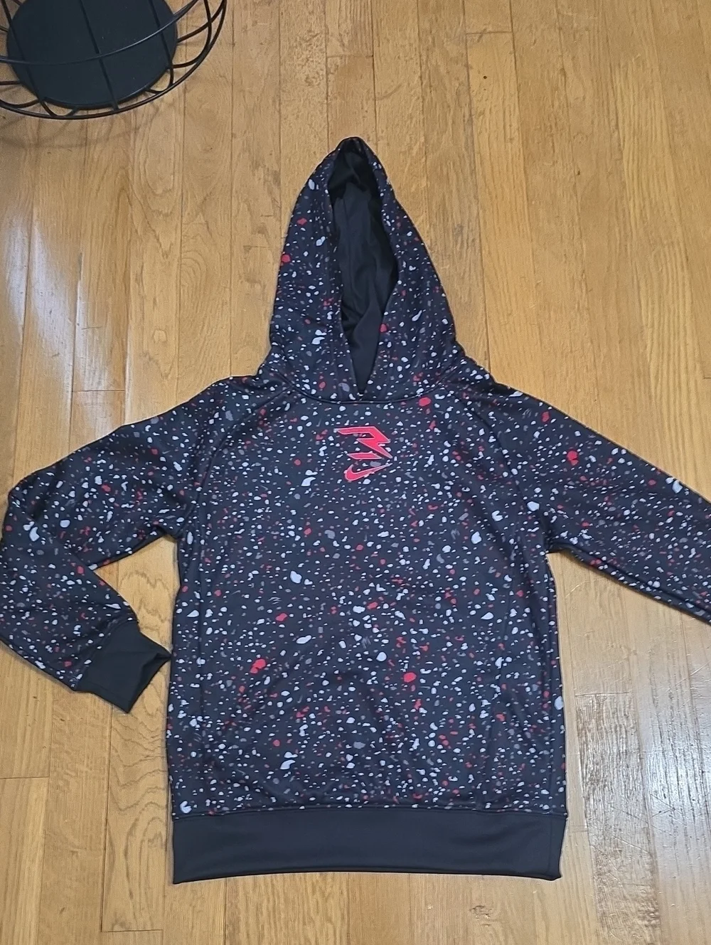 NIKE BRAND SIGNATURE BOY'S BLACK SPECKLED PULLOVER HOODIE SIZE SMALL